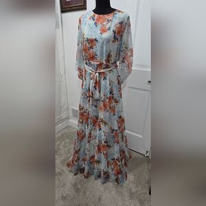 Baltic Born Floral Maxi Dress - Blue and Orange